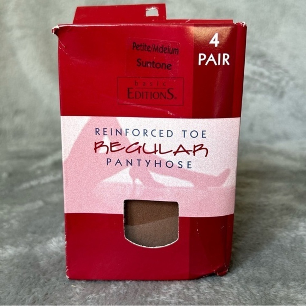 Vintage Basic Editions Reinforced Toe Regular Pantyhose Women Size Petite/Medium